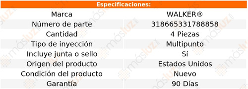 Kit 4 Inyectores De Combustible 5 L4 2.5l 2012/2015 Walker Foto 2