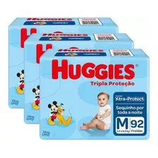 Kit C/3 Fraldas Huggies Tripla Proteção M 92 u