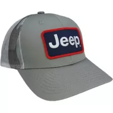 Gorra Trucker Con Parche Jeep Premium Gris Jaspeado Y