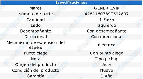 Espejo Izq Ford F150/lobo 2017-2018 Corrug C/desem 6 Pin Pw Foto 2