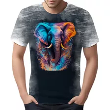 Camiseta Camisa Estampada Elefante Fogo Ilustração Moda 4