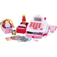 Caixa Registradora Rosa Mercadinho Com Som E Luz Dm Toys