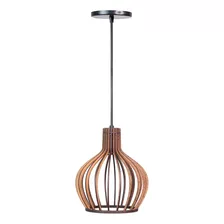 Luminária Lustre Pendente Mdf Redondo 20cm Munique Rústico