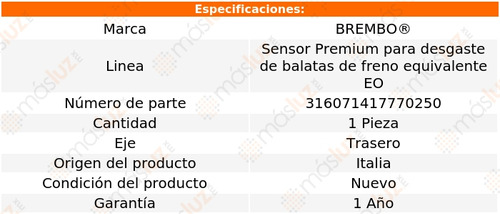 1.sensor Para Balatas Trasera Sl65 Amg 13/18 Brembo Foto 2