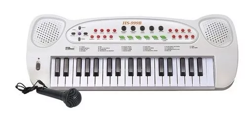 Teclado Infantil Eletrônico Musical Microfone Hs-999 Dm Toys