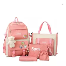 Set 5 Mochila Bolsas Escolar Estudiante Lapicera Tote Lona