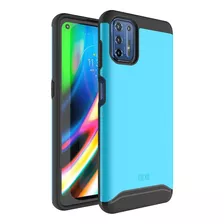 Funda Celeste Heavy Duty Tpu Pc Para Moto G9 Plus