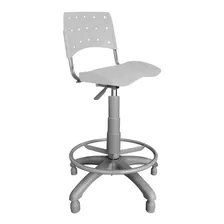 Cadeira Caixa Giratória Plástica Branca Base Cinza - Ultra