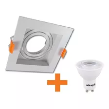 Spot De Embutir Mr16 Dicroica Quadrado Recuado + Led 6,5w Cor Branco Led Quente