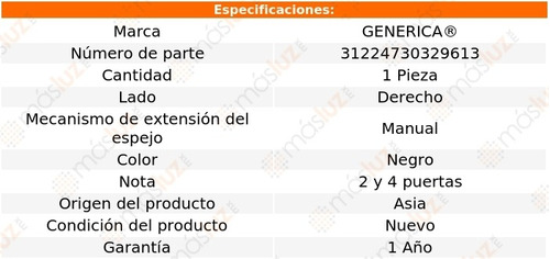 Espejo Der Man Mercury Mountaineer 97/01 Generica Foto 2