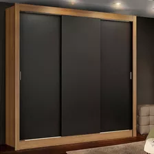 Guarda Roupa Casal Madesa Mônaco 3 Portas De Correr Cor Rustic/preto 10937k