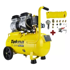 Compressor De Ar Silencioso Isento De Óleo Elétrico + Brinde Cor Amarelo Fase Elétrica Monofásica 110v