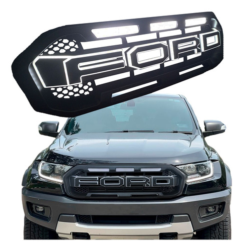 Parrilla Defensa Tipo Raptor Ford Ranger Faros Led T8 18-20 Foto 5