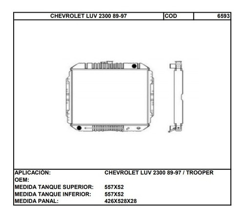 Radiador Chevrolet Luv 2300 89-97 Foto 2
