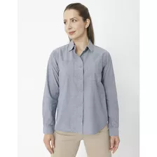 Blusa M/l Chambray Relaxed L/s Azul Mujer