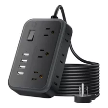 Enchufe Inteligente Marca Ntonpower/3 Tomas/4 Usb/negro/25ft