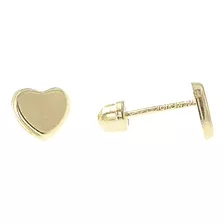 Aretes Broqueles Corazón Liso Oro 10k. Bebé Mujer Piercing