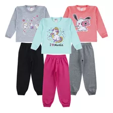 Kit 3 Conjuntos De Moletons Infantil Feminino