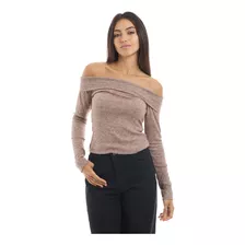 Remera Sweater Liviano Escote Bardot Sin Hombros 