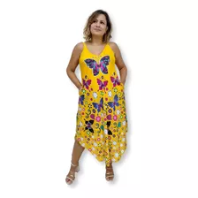 Vestido Indiano Alça Trapézio Borboleta Com Bolso