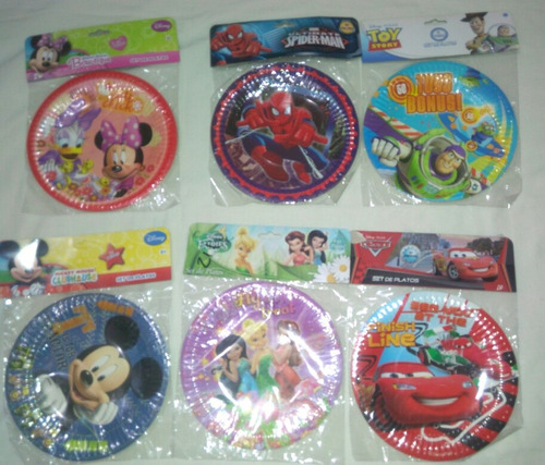 Platos De Carton Disney X10 Fiesta Infantil Motivos Variado