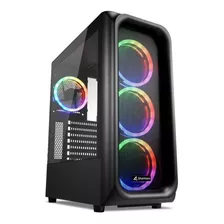 Gabinete Gamer Sharkoon Tk5m Atx Vidrio 4 Fan Argb Rejilla Color Negro