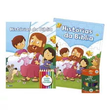 Livro De Colorir + Quebra Cabeças C/ 12 Lápis Histórias Da Bíblia: Livro Colorir, De Bicho Esperto. Série 1, Vol. 1. Editora Rideel, Capa Mole, Edição 2020 Em Português, 2020