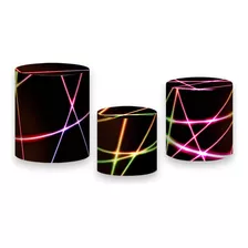 Trio De Capas De Cilindro 3d - Fios Efeito Neon