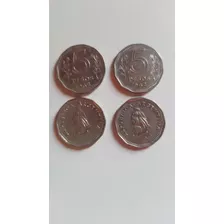 4 Monedas Antiguas Argentinas 1962 ,5 Pesos, Error Acuñacion