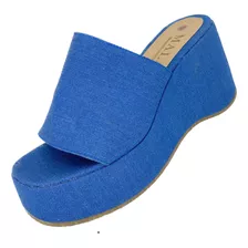 32902 Sandalias Plataforma Miss Shoes Azul Mezclilla