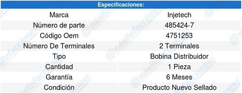 Bobina Encendido Sunrunner 4cil 1.6l 92-93 Injetech 8191564 Foto 4