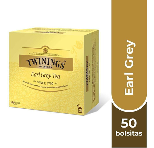 Twinings Té Earl Grey ( Etiqueta Amarilla ) X 50 Bolsitas
