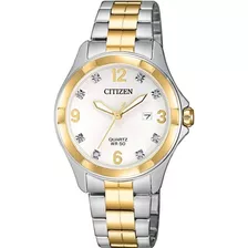 Reloj Citizen 61078 Eu6084-57a Mujer Acero Fechador Color Del Fondo Blanco 61078