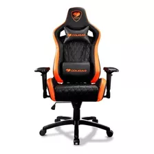 Silla De Escritorio Cougar Armor S Gamer Ergonómica Negra Y Naranja Con Tapizado De Cuero Sintético