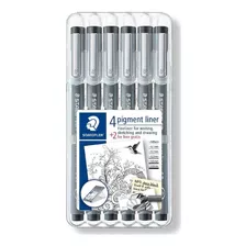 Caneta Nankin Pigment Liner Staedtler Com 6 Peças 308 Sb6p