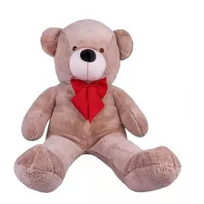 Urso De Pelúcia Gigante Teddy - Grande - Laço Personalizado Cor Urso Avelã Com Laço Vermelho