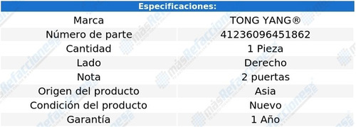 (1) Parrilla Derecha Tong Yang Bmw 335xi Del 2007 Al 2008 Foto 2