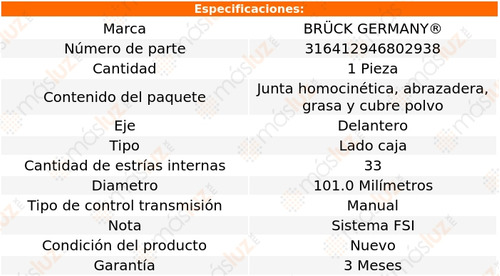 1- Junta Homocintica Lado Caja Bora L5 2.5l 05/10 Bruck Foto 2