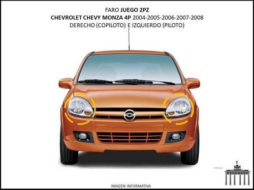 Faro Chevy 2004-2008 C2 Monza 4p Juego 2pz Ctt Foto 4