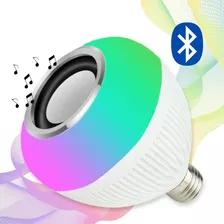 Lampada Led 6w Rgb Caixa Som Bluetooth Controle 2 Em 1 Mp3