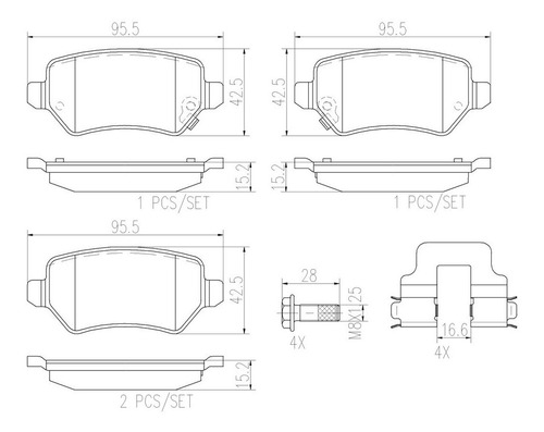 Set Completo Balatas Ceramica Chevrolet Astra 2.2l L4 01-03 Foto 4