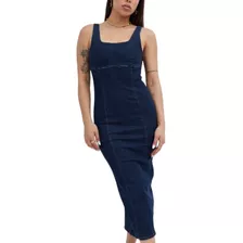 Vestido De Jean Largo Con Cierre S Al Xl