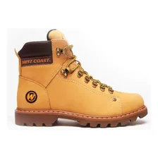 Bota Couro West Coast Worker Classic Yellow Coffee Brown