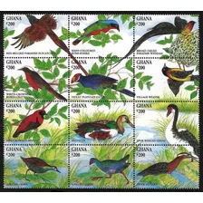 Fauna - Pájaros Locales - Ghana - Serie + Block Mint 