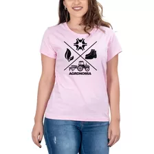 Camiseta Feminina Country Agronomia Manga Curta Rosa