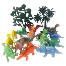 Kit Com 16 Brinquedo Dino World Dinossauros Miniaturas Lindo