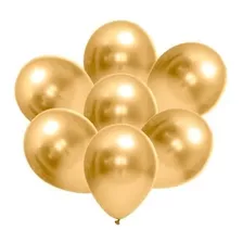 25 Unid Balão Bexiga Cromado Metalizado Dourado Promoção