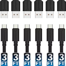 Sabrent [6-pack] 22awg Premium 3ft Usb-c A Usb A 2.0 Sincron