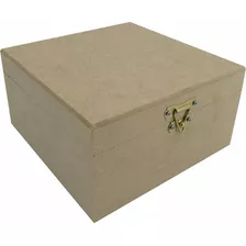 Caixa Lisa Organizadora 16x16x9 Cm Dobradiça E Fecho Mdf 