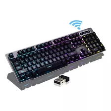 Teclado Inalámbrico De Carga Rápida Para Pc | Negro/gamer